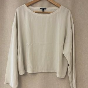 Eileen Fisher Silk Georgette Crop Top in Bone
